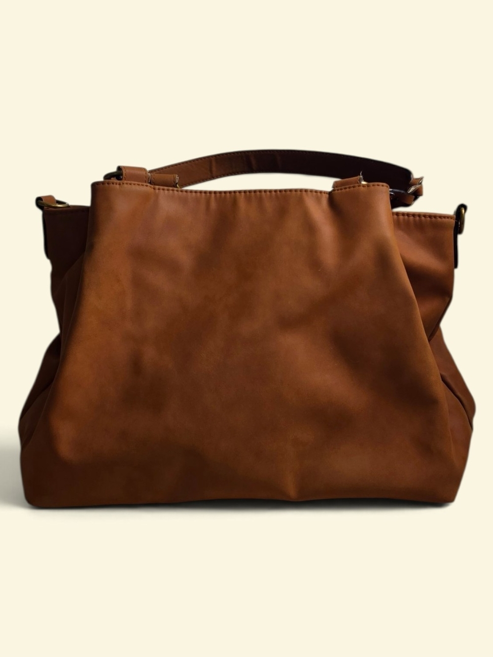 Cognac Brown Slouchy Tote Bag Oversized Shoulder Bag Braided Strap Boho